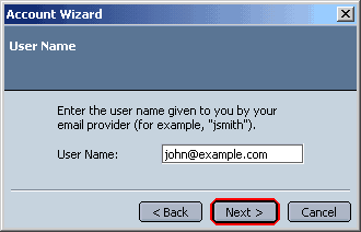 The account name should be the entire e-mail address
