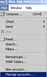 Manage accounts menu
