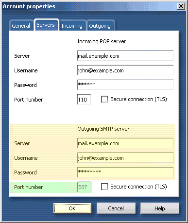 detail of the Servers tab